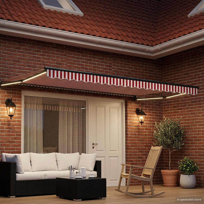 Marchiză retractabilă manuală cu led-uri 4,5 × 3 m