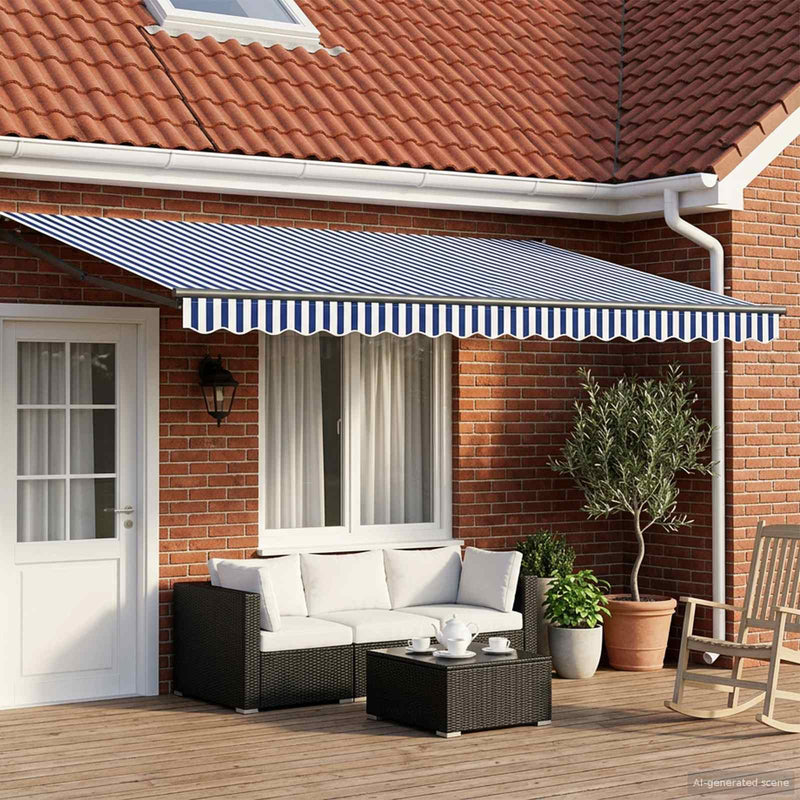 Marchiză retractabilă manuală cu led-uri 5 x 3 m