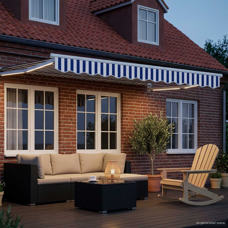 Cort electric retractabil Albastru și Alb 2,5 x 2 m
