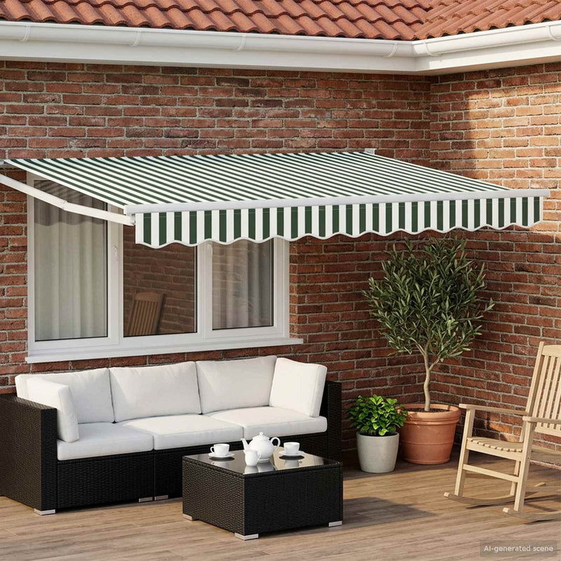 Cort electric retractabil Verde și alb 3 x 2,5 m