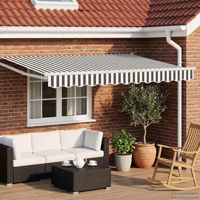 Cort electric retractabil Antracit și Alb 3,5 x 2,5 m