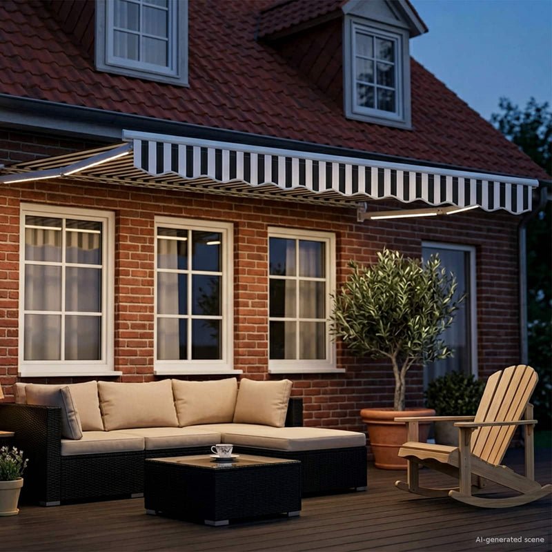Cort electric retractabil Antracit și Alb 3,5 x 2,5 m