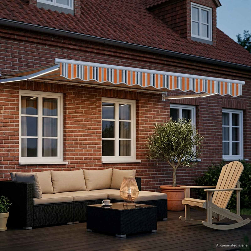 Cort electric retractabil Albastru și portocaliu 3,5 x 2,5 m