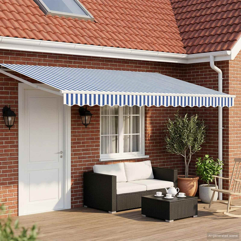 Cort electric retractabil Albastru și Alb 4 × 3 m