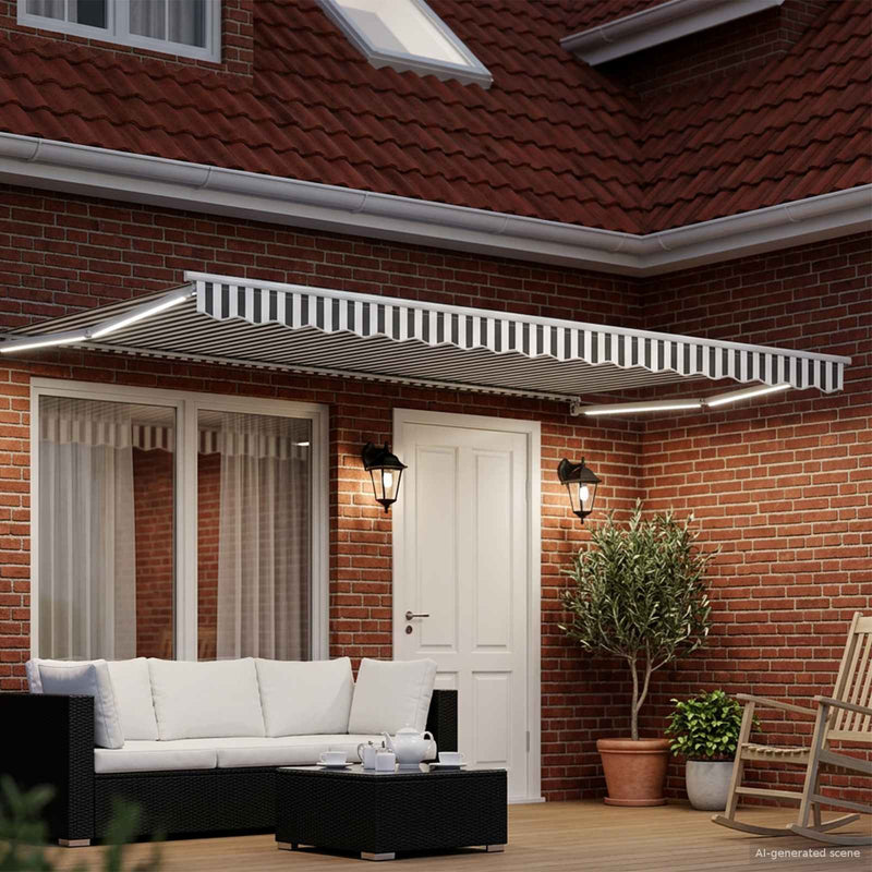 Cort electric retractabil Antracit și Alb 5 x 3 m
