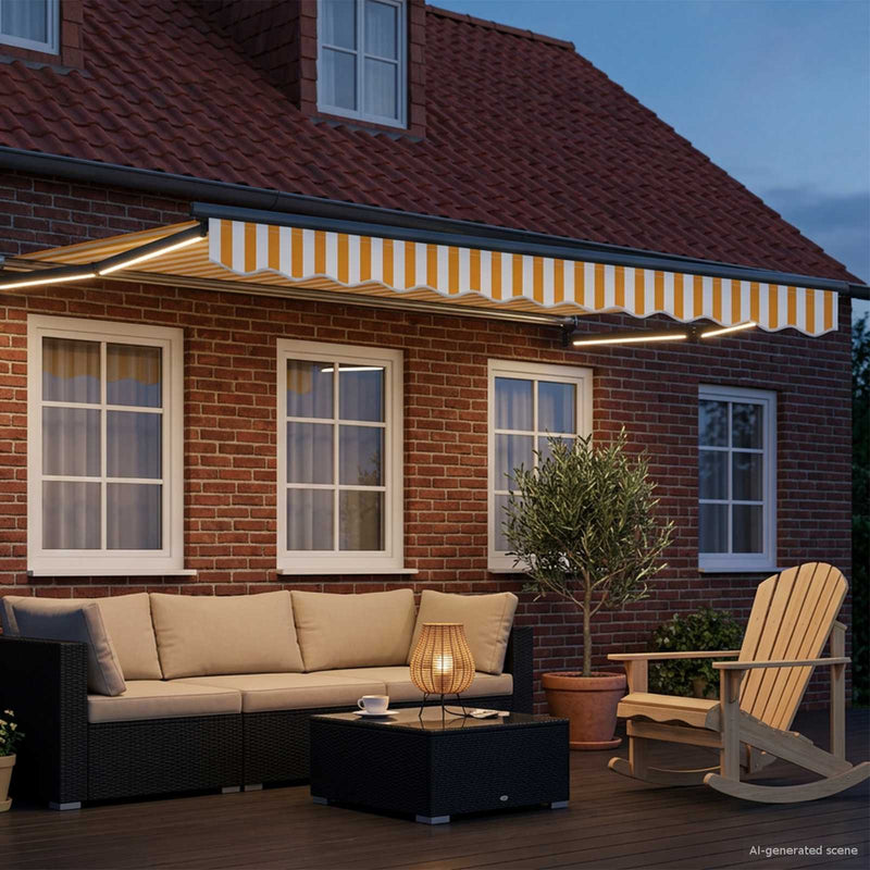 Cort electric retractabil Galben și alb 3 x 2,5 m