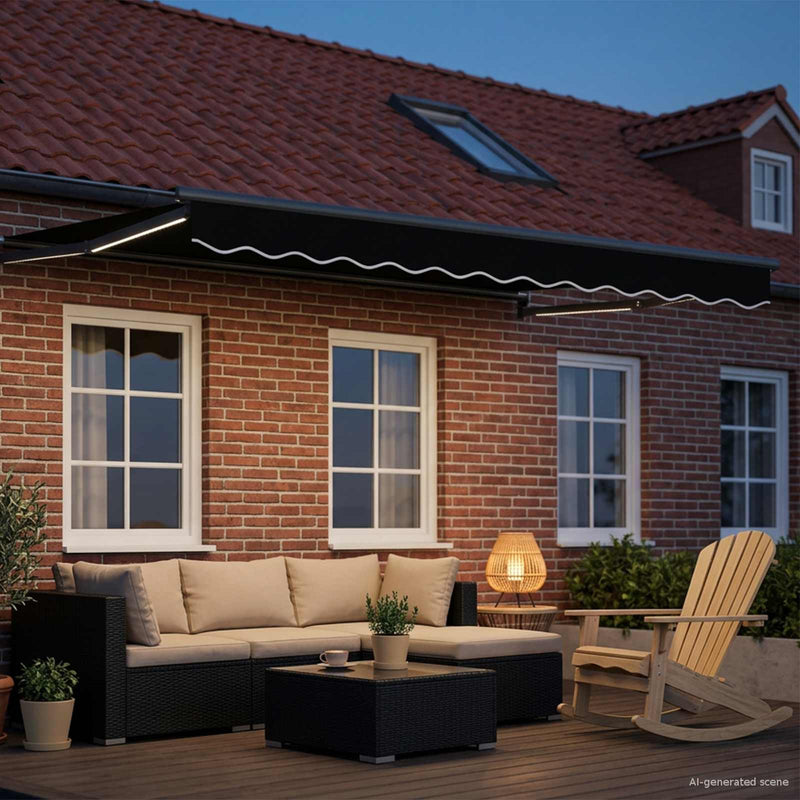 Cort electric retractabil Negru 3 x 2,5 m