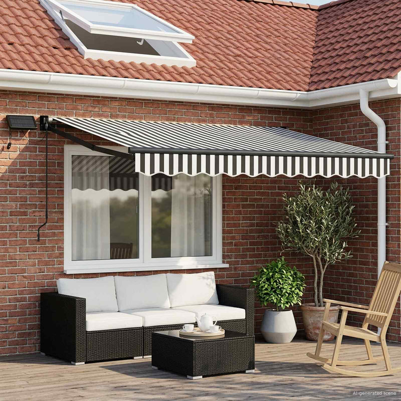 Cort electric retractabil Antracit și Alb 3,5 x 2,5 m
