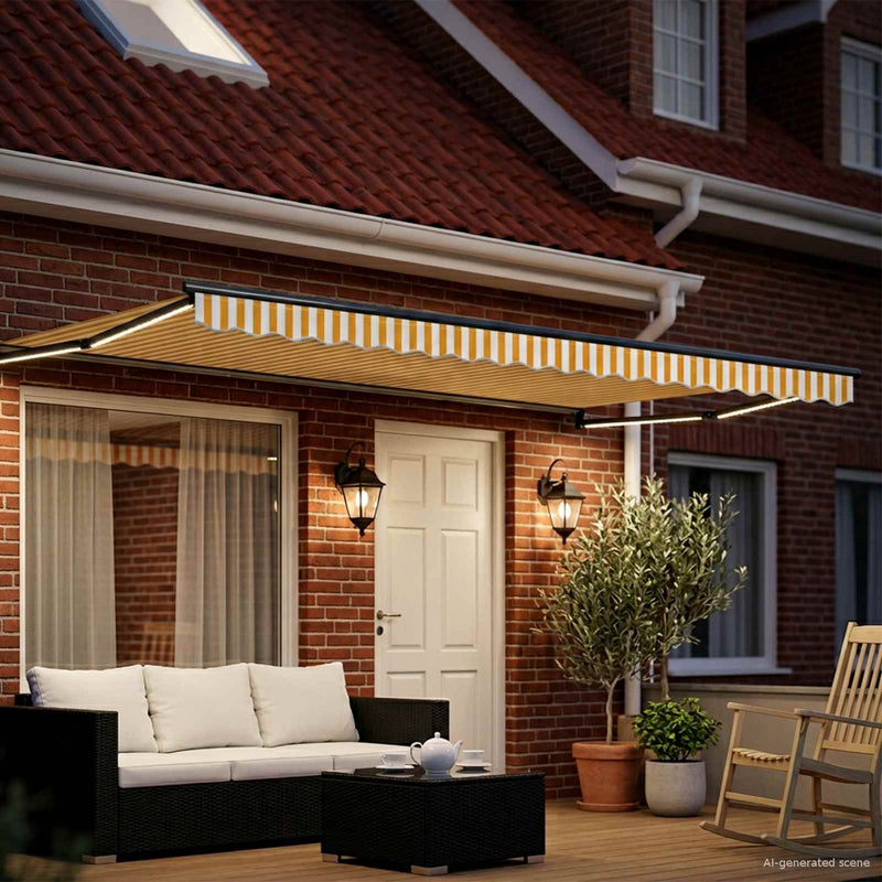 Cort electric retractabil Galben și alb 4 × 3 m