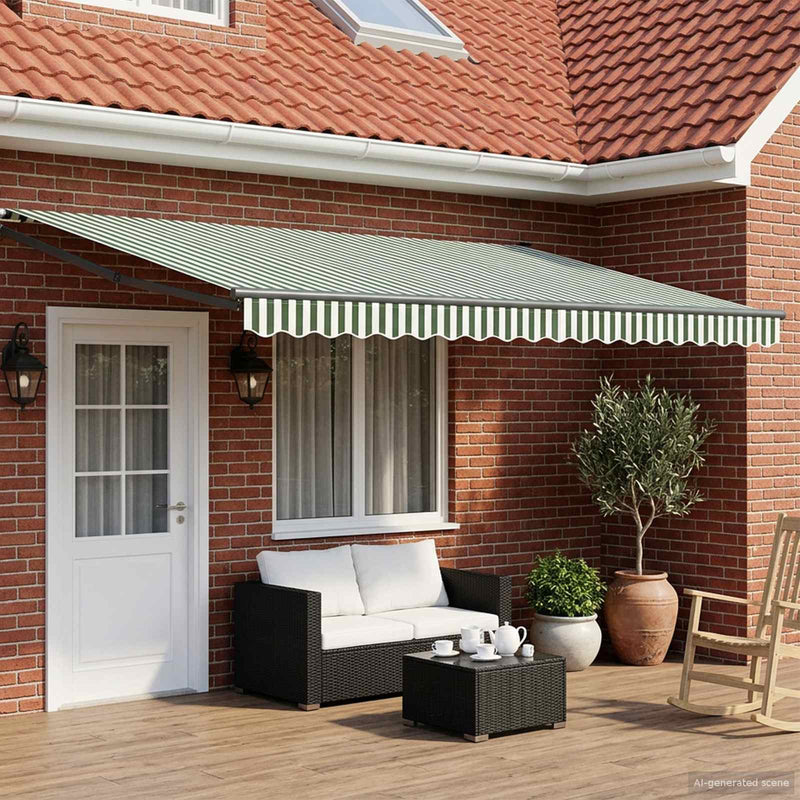 Cort electric retractabil Verde și alb 4 × 3 m