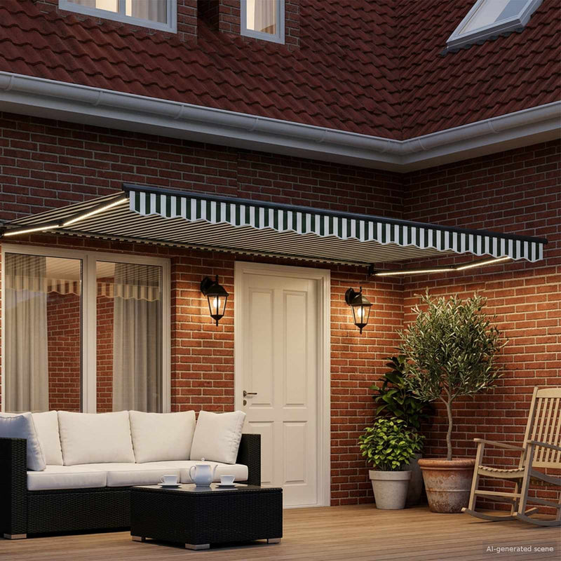 Cort electric retractabil Verde și alb 4 × 3 m