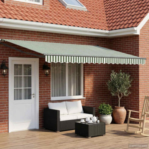 Cort electric retractabil Verde și alb 4,5 × 3 m