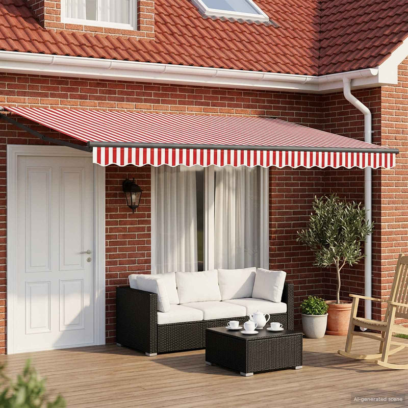 Cort electric retractabil Roșu și Alb 5 x 3 m