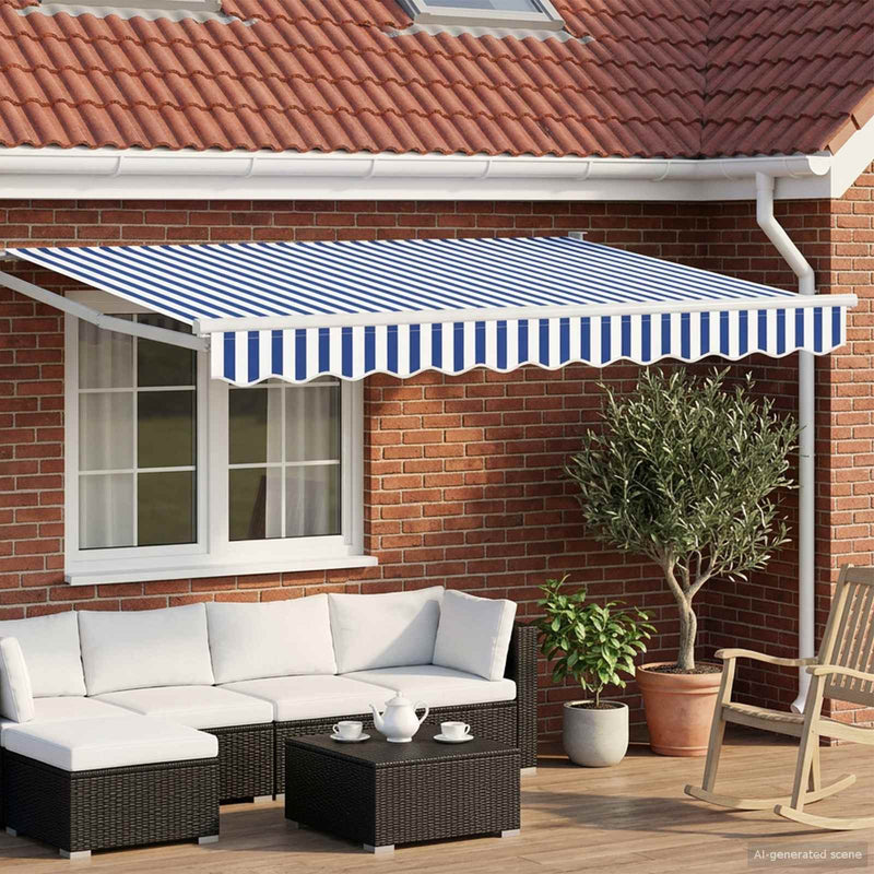 Cort electric retractabil Albastru și Alb 3,5 x 2 m