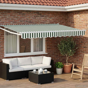 Cort electric retractabil Verde și alb 3 x 2,5 m