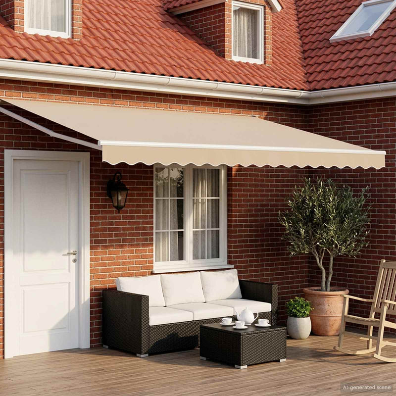 Cort electric retractabil Bej și Alb 4 × 3 m
