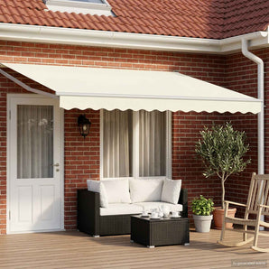 Cort electric retractabil Crema și Alb 4,5 × 3 m