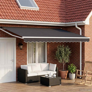 Cort electric retractabil Antracit și Alb 5 x 3 m