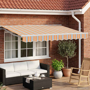 Copertină retractabilă manuală Portocaliu, Gri, Albastru, Alb