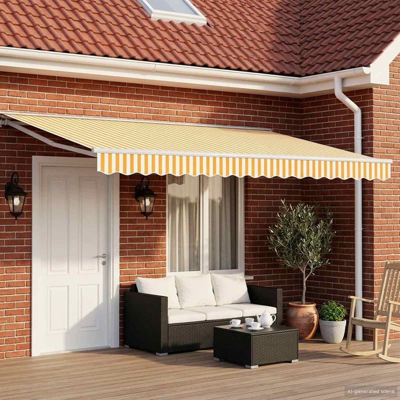 Copertină retractabilă manuală Galben 4 × 3 m