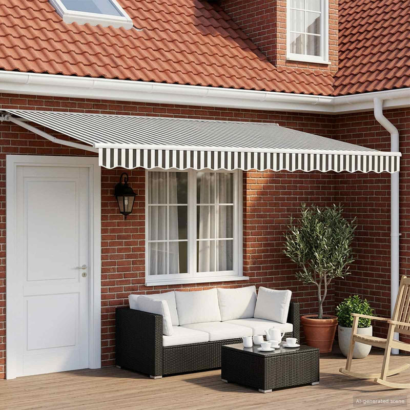 Copertină retractabilă manuală Antracit și Alb 4,5 × 3,5 m