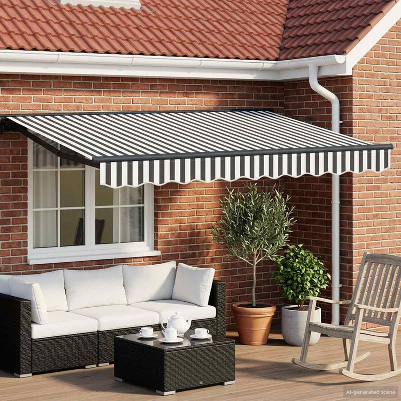 Copertină retractabilă manuală Antracit și Alb 3,5 x 2 m