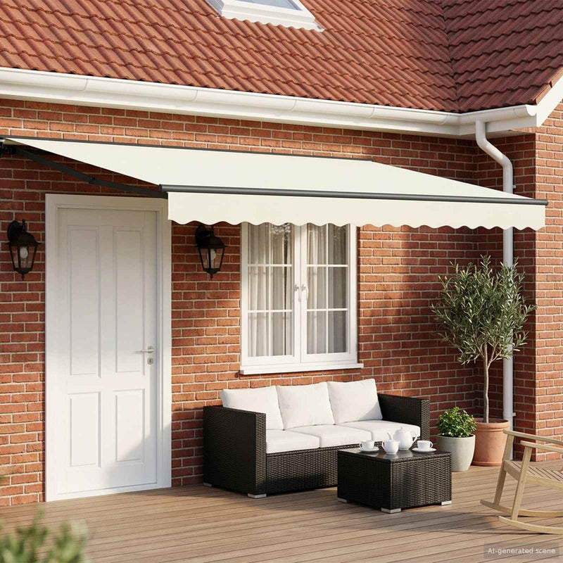 Copertină retractabilă manuală Crem 4 × 3,5 m