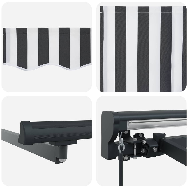 Copertină retractabilă manuală Antracit și Alb 4 × 3,5 m