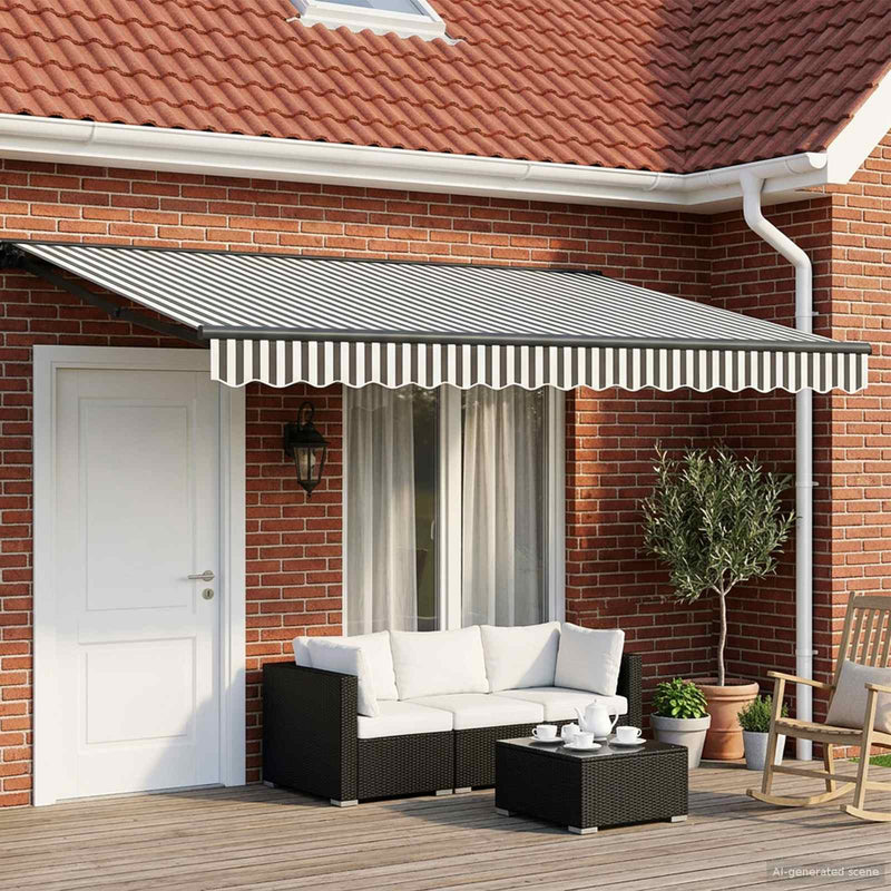 Copertină retractabilă manuală Antracit și Alb 4 × 3,5 m