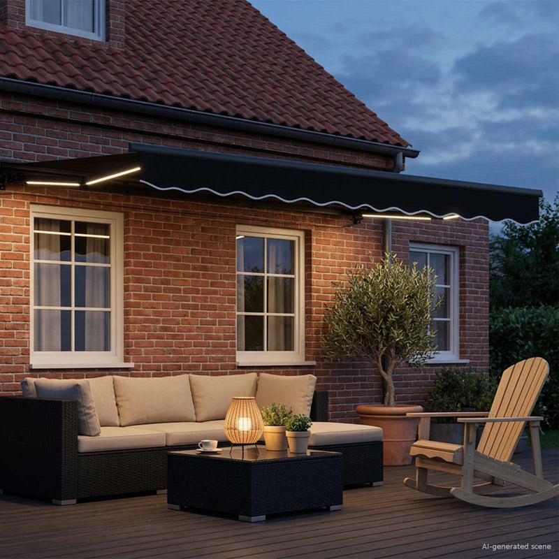 Cadru manual de marchiză cu LED-uri 3,5 x 2,5 m