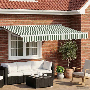 Cort electric retractabil Verde și alb 3,5 x 2,5 m