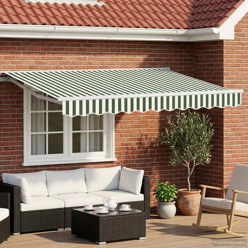 Cort electric retractabil Verde și alb 3,5 x 2,5 m