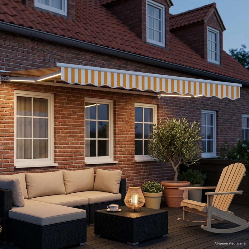 Cort electric retractabil Galben și alb 3,5 x 2 m