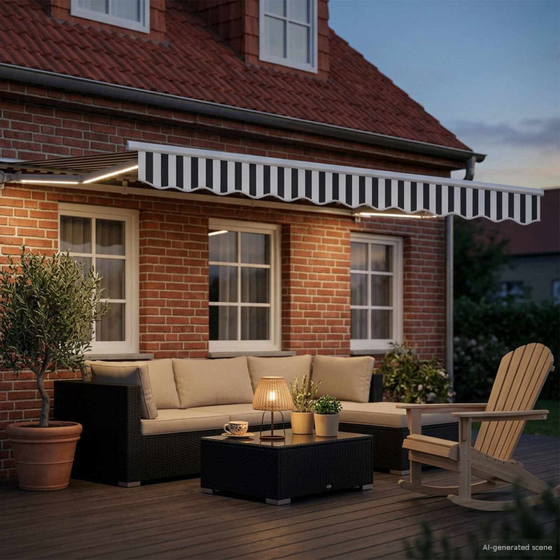 Cort electric retractabil Antracit și Alb 3 x 2,5 m