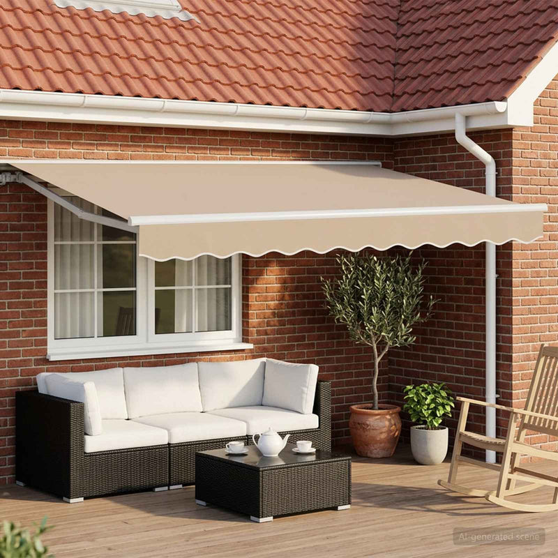 Cort electric retractabil Bej și Alb 3,5 x 2,5 m