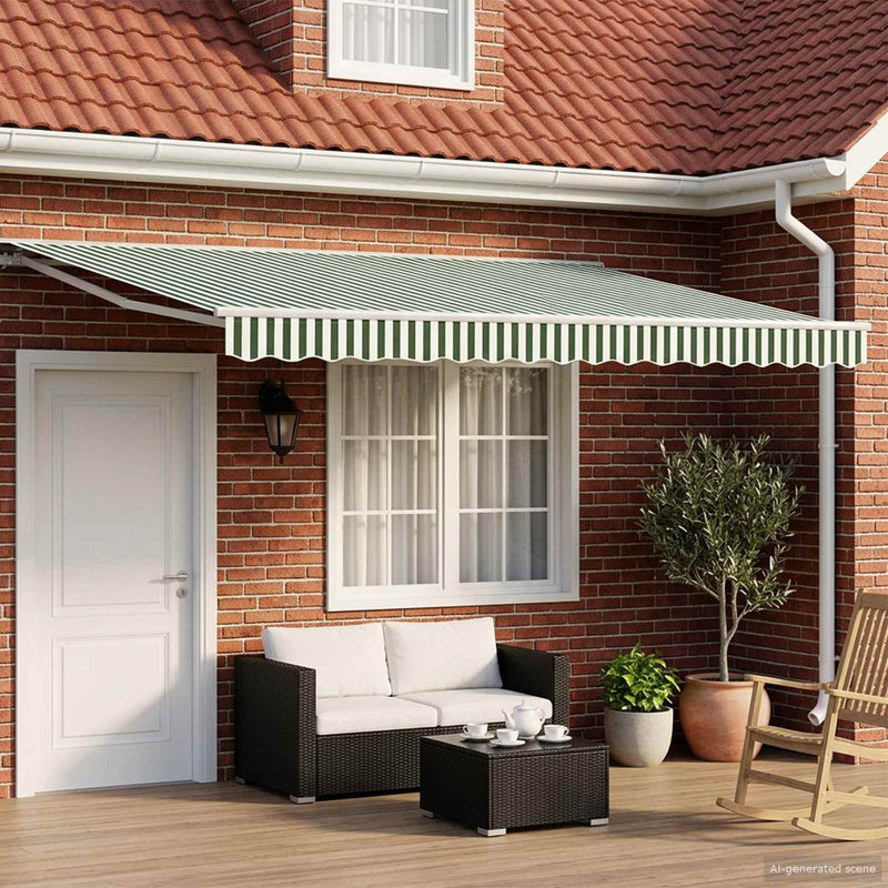 Cort electric retractabil Verde și alb 4 × 3 m
