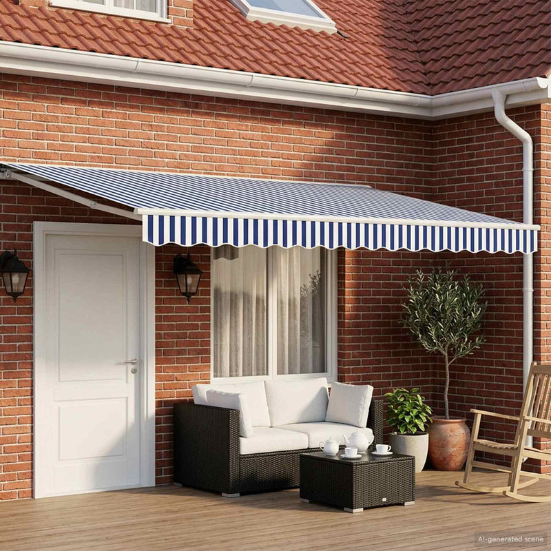 Cort electric retractabil Albastru și Alb 4 × 3,5 m