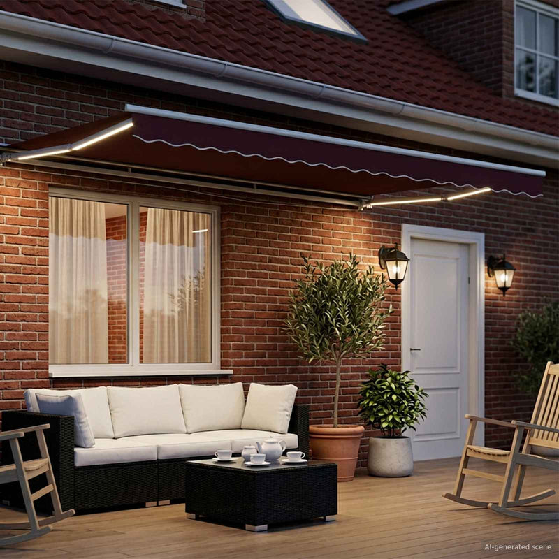 Cort electric retractabil Bordo și Alb 4 × 3,5 m