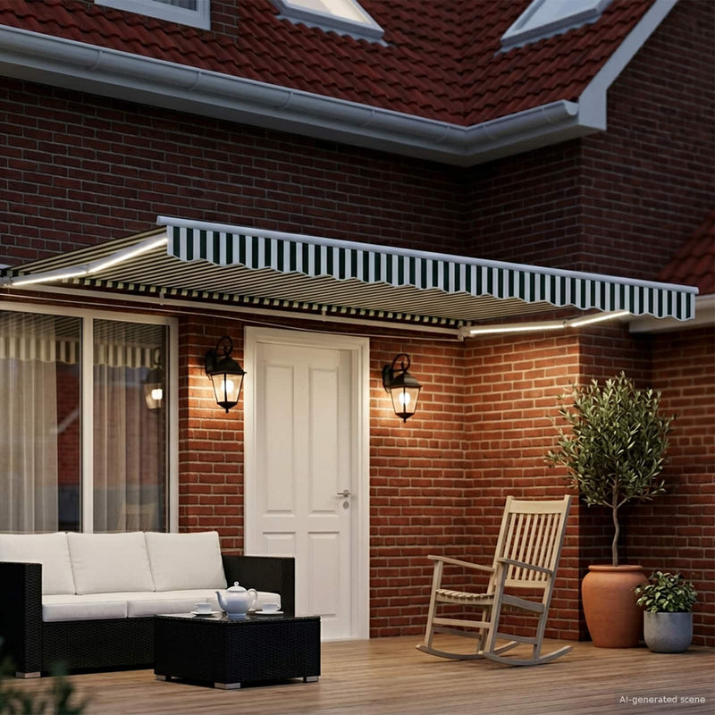 Cort electric retractabil Verde și alb 4,5 × 3 m
