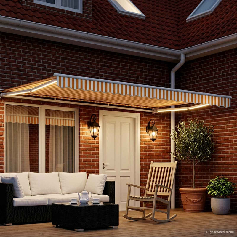 Cort electric retractabil Galben și alb 4,5 × 3,5 m