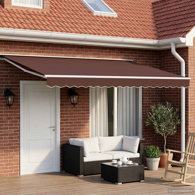 Cort electric retractabil Maro și alb 4,5 × 3,5 m