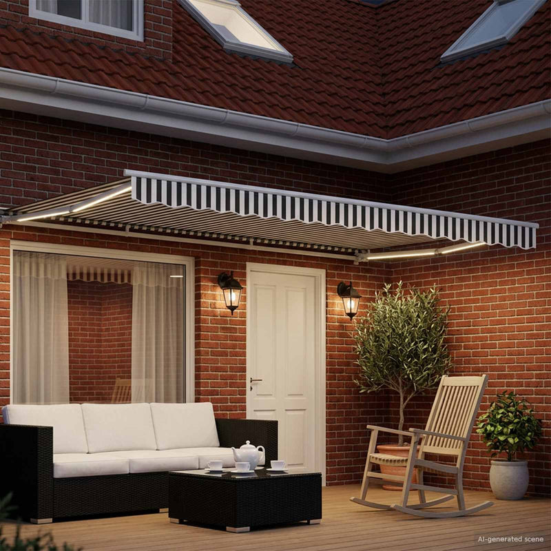 Cort electric retractabil Antracit și Alb 5 x 3 m
