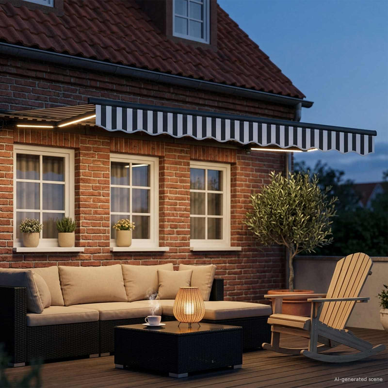 Cort electric retractabil Antracit și Alb 3,5 x 2 m