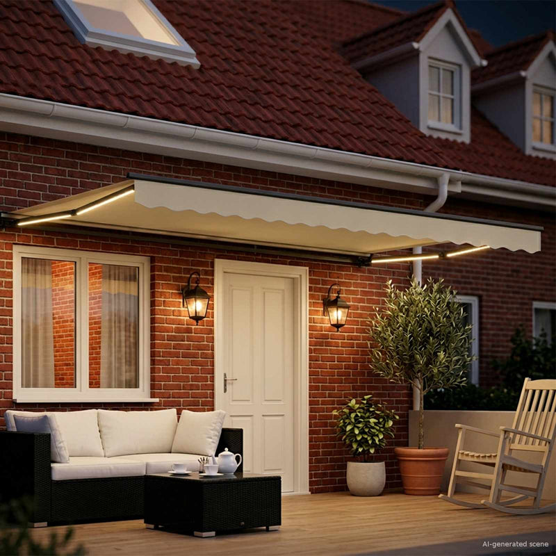 Cort electric retractabil Crem și Antracit 5 x 3 m