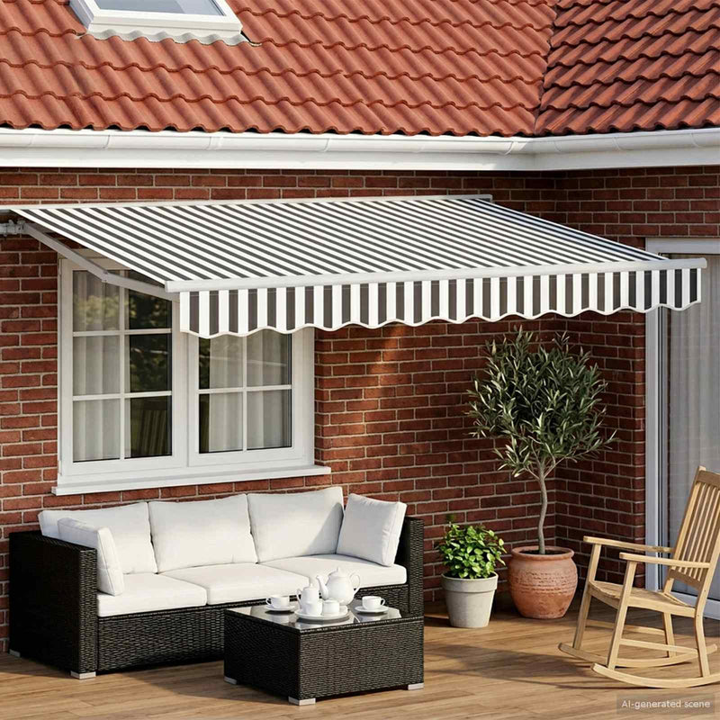 Cort electric retractabil Antracit și Alb 3 x 2,5 m