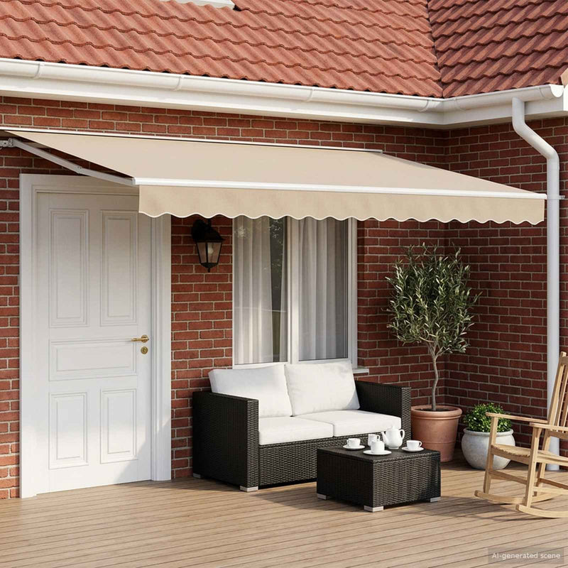 Cort electric retractabil Bej și Alb 4 × 3 m