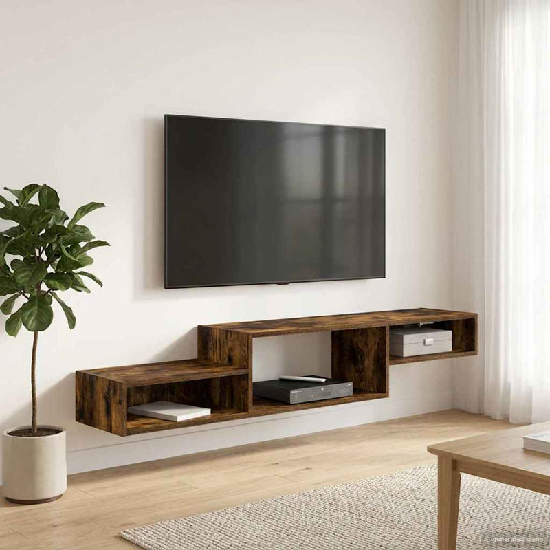 Sistem de TV montat pe perete Montare pe perete Stejar fumuriu