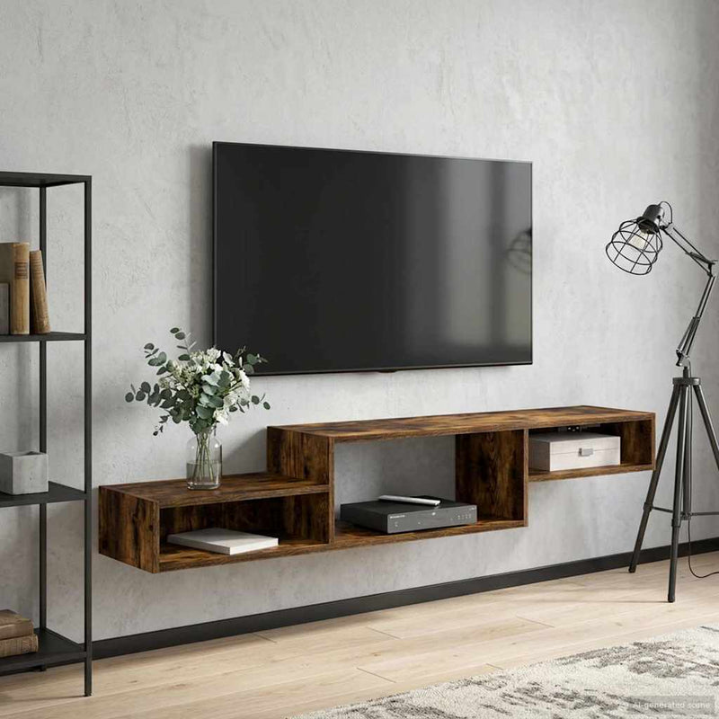 Sistem de TV montat pe perete Montare pe perete Stejar fumuriu