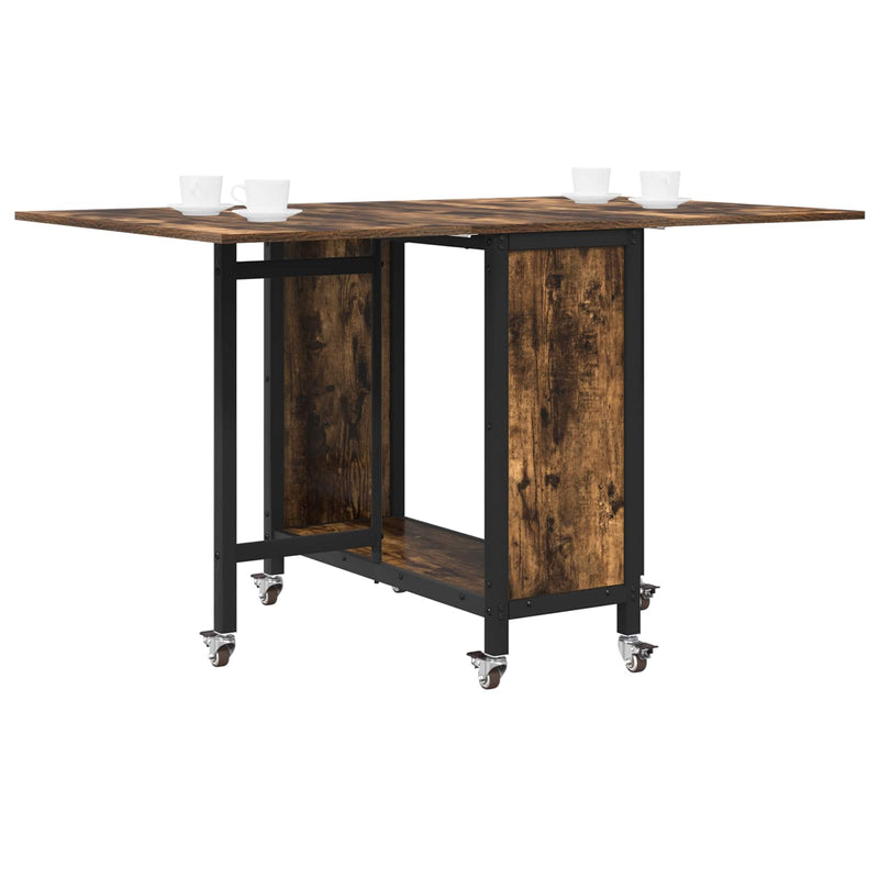 Masă de dining pliabilă cu rotițe 130 x 80 x 76,5 cm otel PB