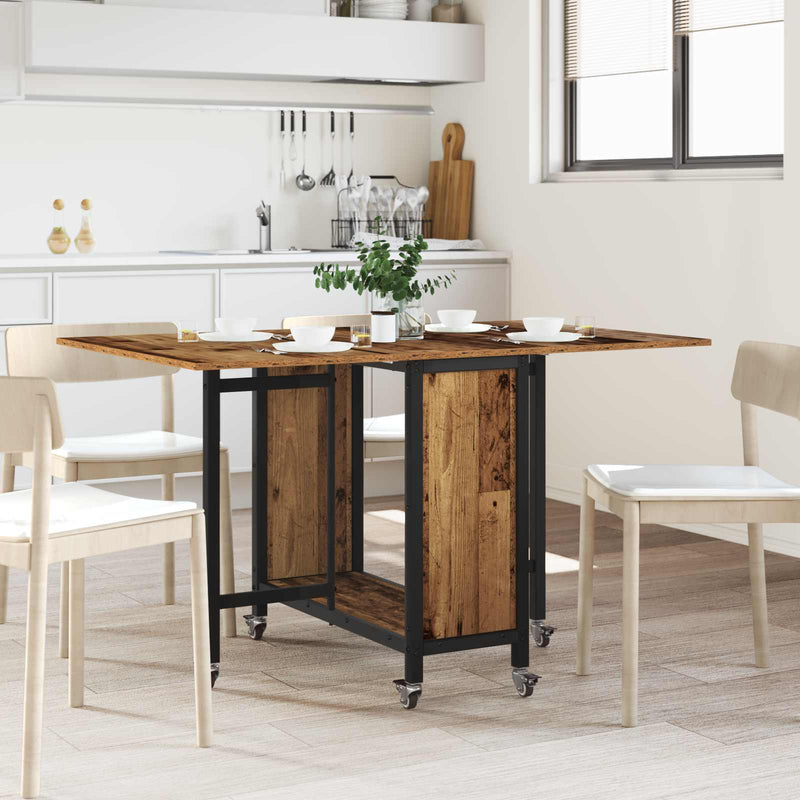 Masă de dining pliabilă cu rotițe 130 x 80 x 76,5 cm otel PB